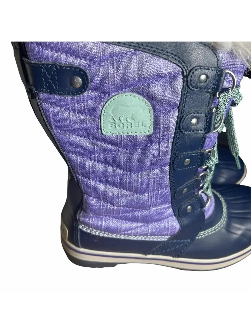 SOREL Youth Tofino II Waterproof Winter Snow Boots - Purple & Navy Blue (Size 5)